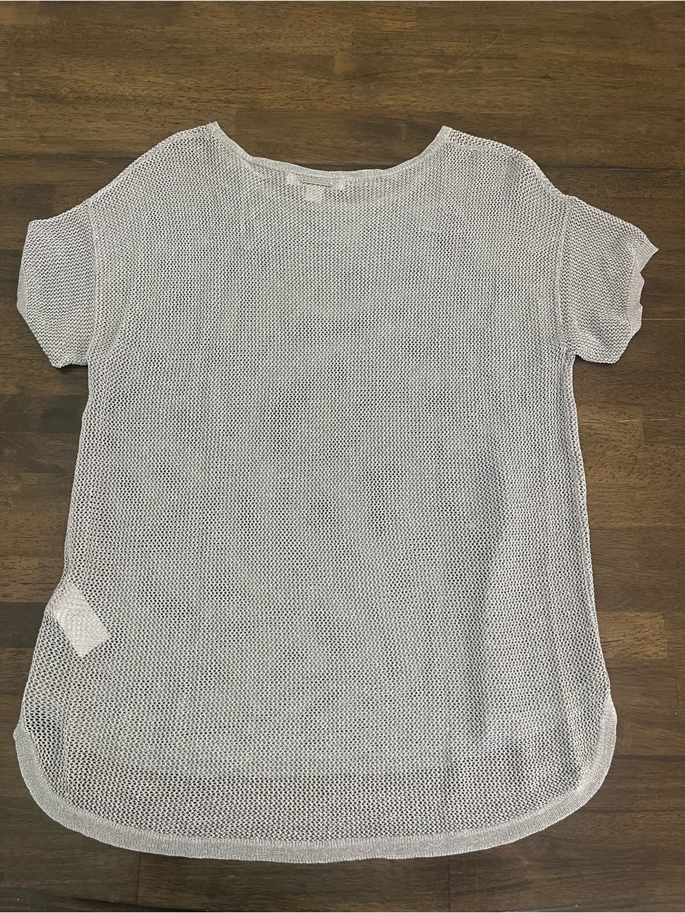 Michael Kors Womens Metallic Tee Short Sleeves Silver Gray Large - Picture 7 of 9